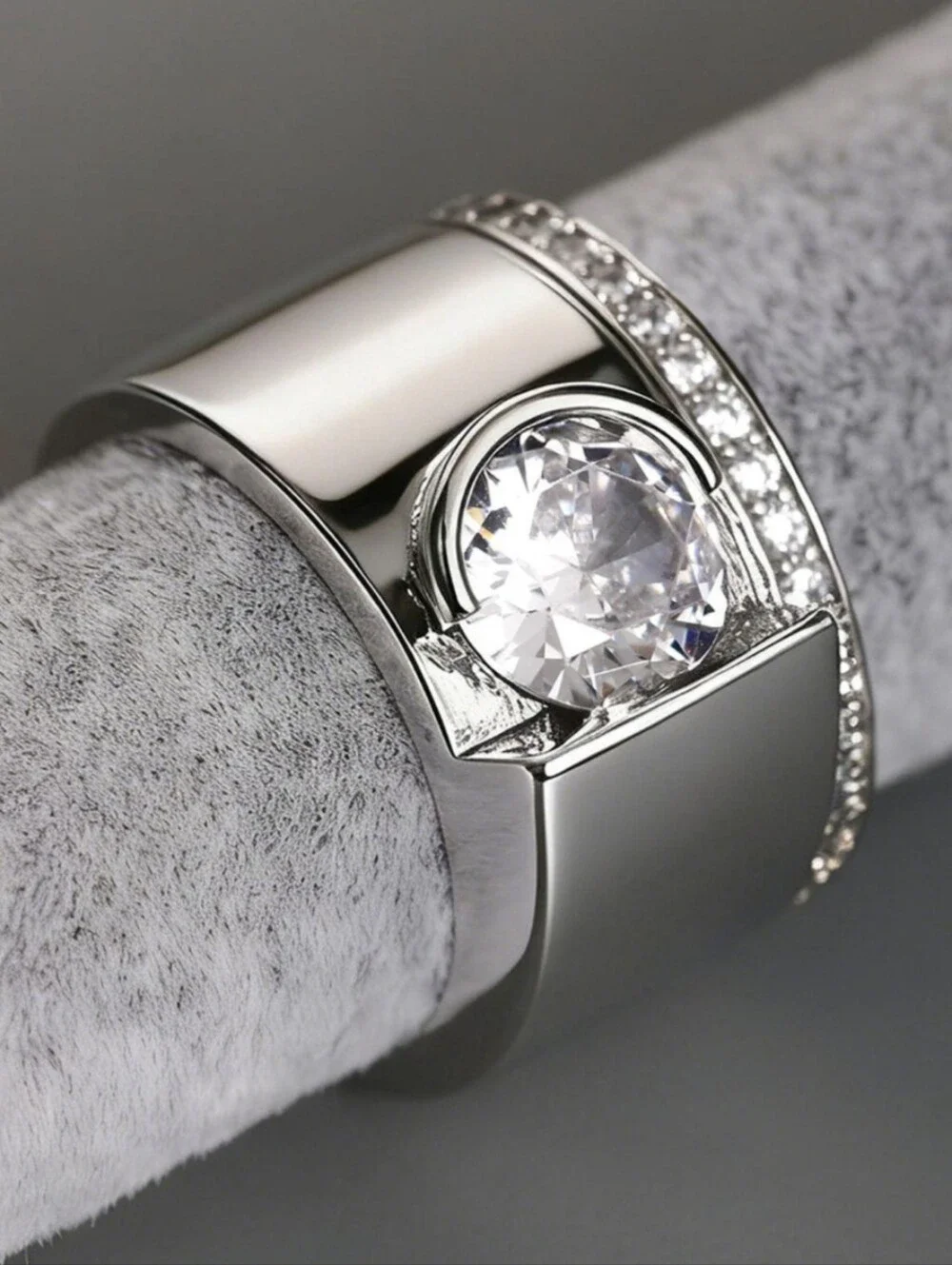 2.00 Carat Men's Wedding Ring 14K White Gold Plated Round Lab-Created Diamond 10